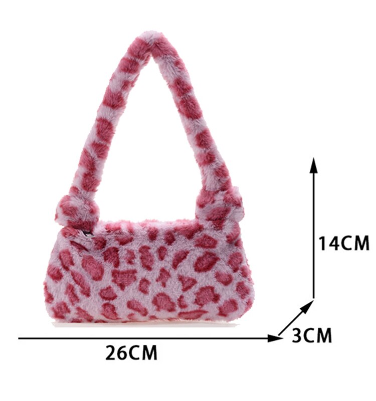 Cow Cheetah Print Plush Shoulder Bag
