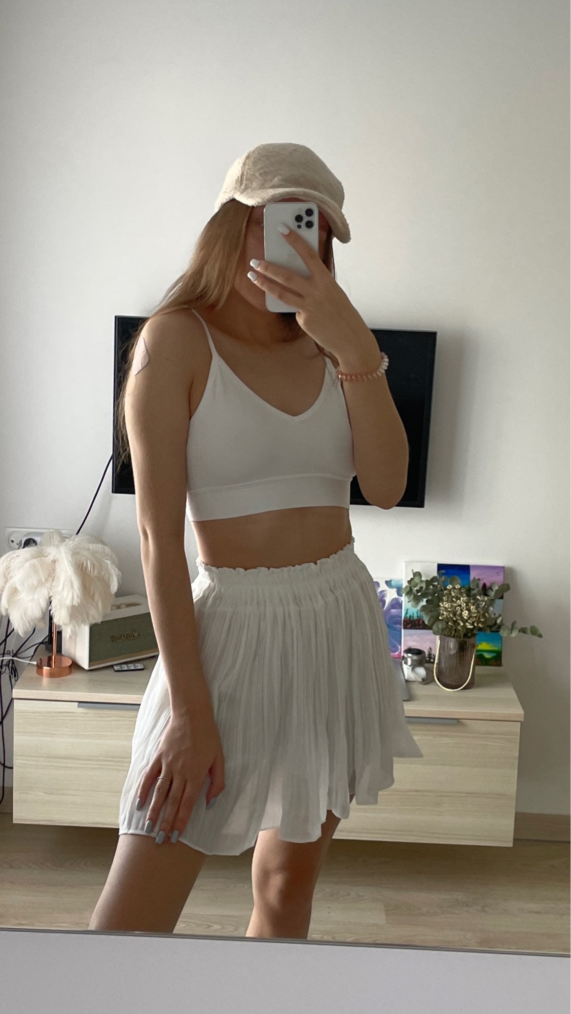 Chiffon Pleated Mini Skirt