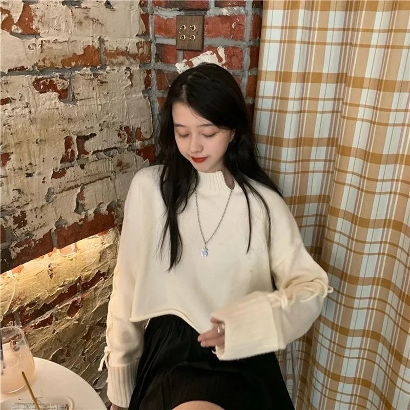 Purple Irregular Cropped Sweater