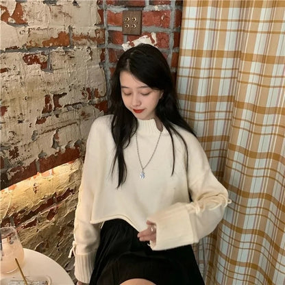 Purple Irregular Cropped Sweater