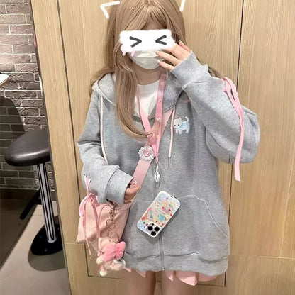 Grey Cat Cartoon Bow Tie Jacket