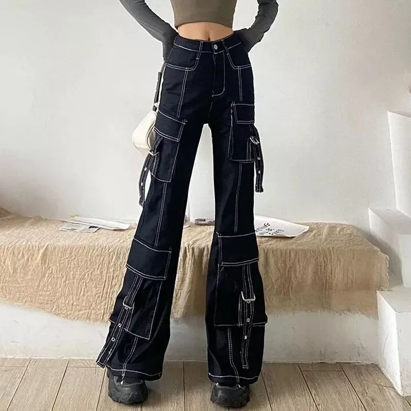Black Cargo Denim Pants