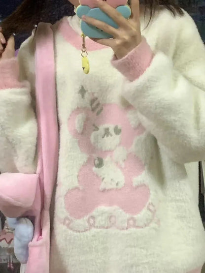 Bear Crew Neck Loose Sweater