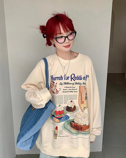 Vintage Dessert Print Sweatshirt