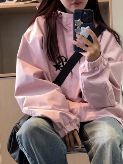 Pink Oversized Windbreaker