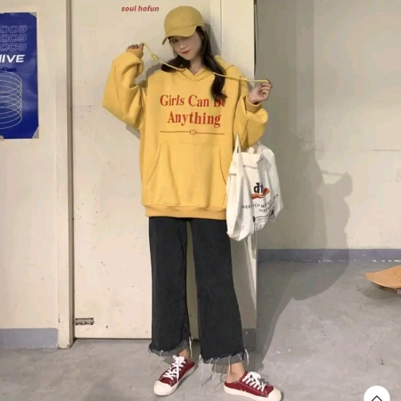 Girls Letter Print Oversized Hoodie
