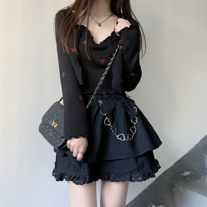 2PCS Floral Print Knit Camisole + Cardigan