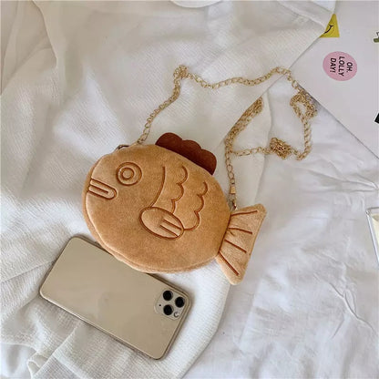 Cute 3D Sweet Taiyaki Red Bean Fish Cartoon Cross Body Bag Aesthetic Casual E-Girl Kawaii Korean Japanese Harajuku