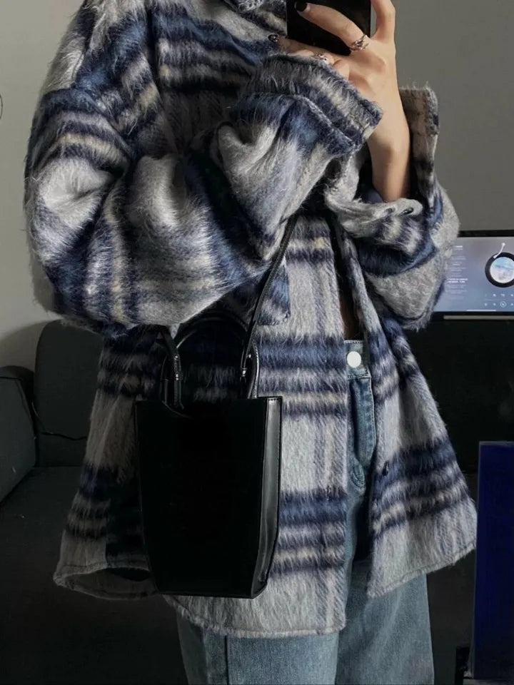 Plaid Pocket Loose Sweater
