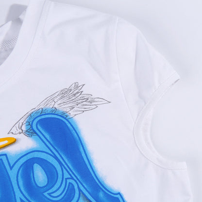 Sexy Angel Letter Graphic Print Casual Summer Short Sleeve Shirt T-shirt Tee Top E-Girl Kawaii Korean Japanese Harajuku Retro Streetwear Fashion