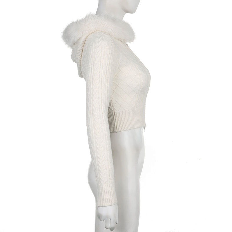 Furry Hoode Cropped Jacket