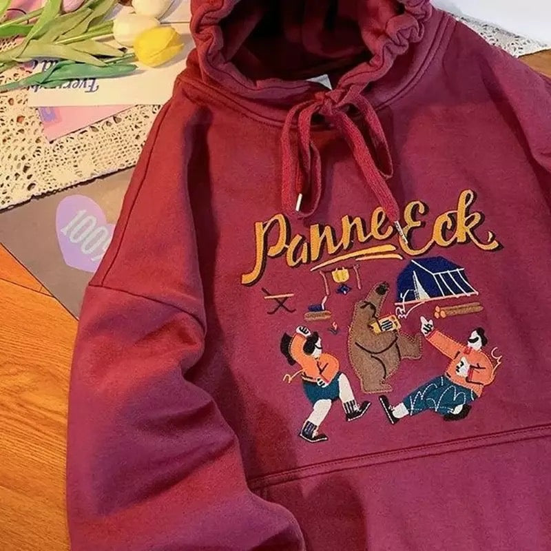 Cute Vintage Retro Camping Print Oversize Loose Hoodie Sweater Sweatshirt Pullover Jumper Casual E-Girl Kawaii Korean Japanese Harajuku Streetwear