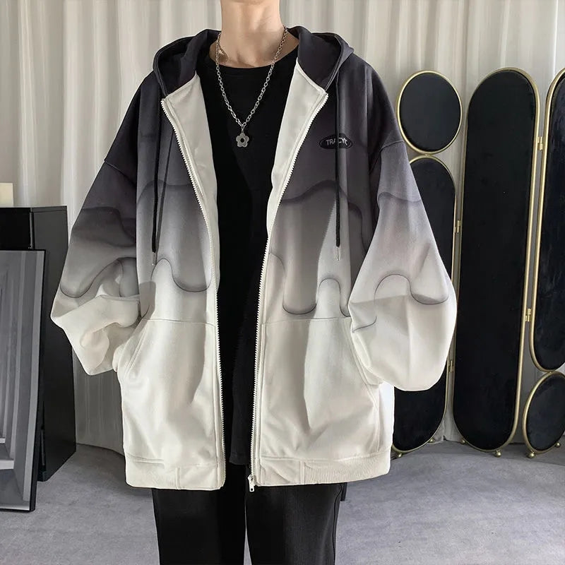 Gradient Loose Zip Up Hoodie
