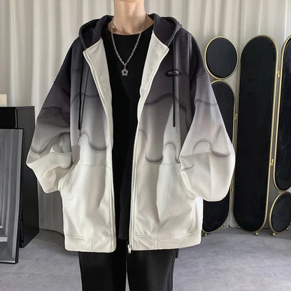 Gradient Loose Zip Up Hoodie