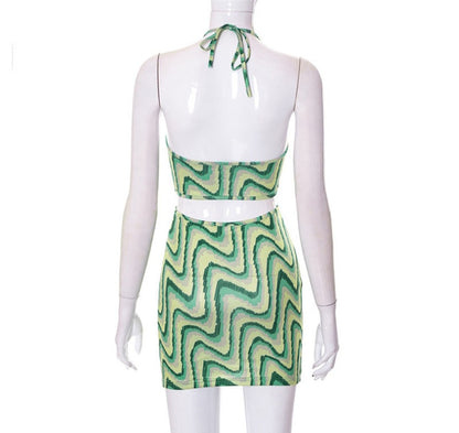 Green Swirl Pattern Mini Dress