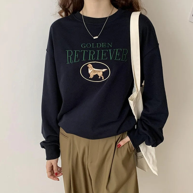 Letter Dog Embroidery Sweater