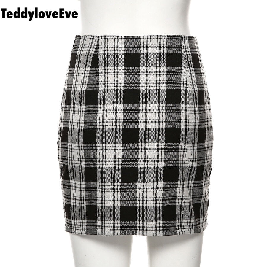 Cute Vintage Plaid Checkered High Waisted Mini Skirt E-Girl Kawaii Korean Japanese Harajuku Chinese Retro Streetwear Aesthetic