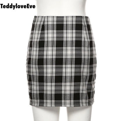 Cute Vintage Plaid Checkered High Waisted Mini Skirt E-Girl Kawaii Korean Japanese Harajuku Chinese Retro Streetwear Aesthetic