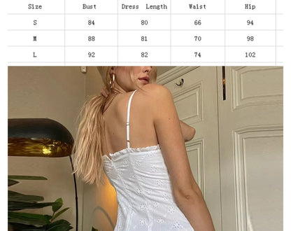 White Ruffle Spaghetti Strap Mini Dress