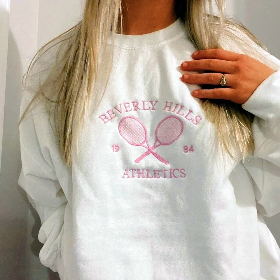 White Tennis Embroidery Sweater