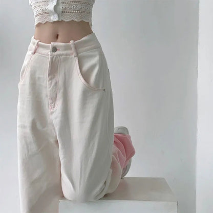 Pink Ombre High Waist Denim Jeans