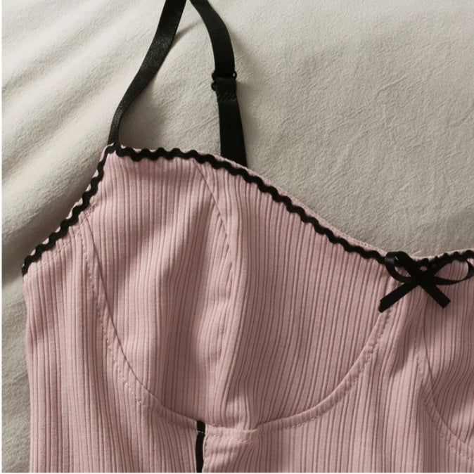 Cute Sexy Purple Knit Crop Top Sleeveless Tank Camisole Aesthetic Casual Summer E-Girl Kawaii Korean Japanese Harajuku