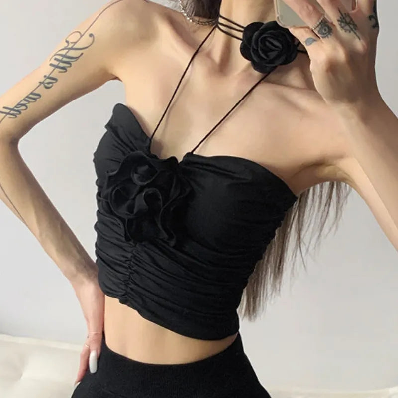 Black Rose Crop Top