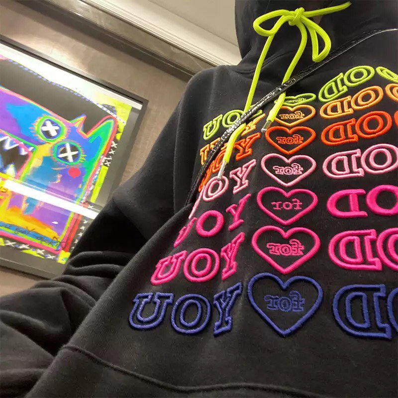 Cute Pink Love Heart Good For U Oversized Hoodie Sweatshirt Long Sleeve Pullover Jumper Sweater E-Girl Kawaii Korean Japanese Harajuku Streetwear