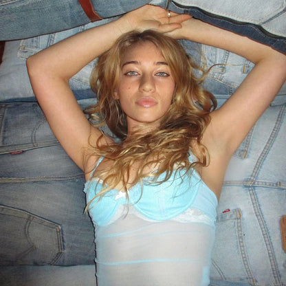 Blue Bow Mesh Patchwork Tank Top