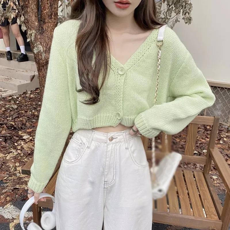 Pastel Knit V Neck Cardigan