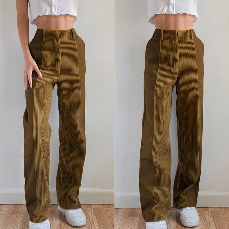 Green Corduroy High Waist Pants