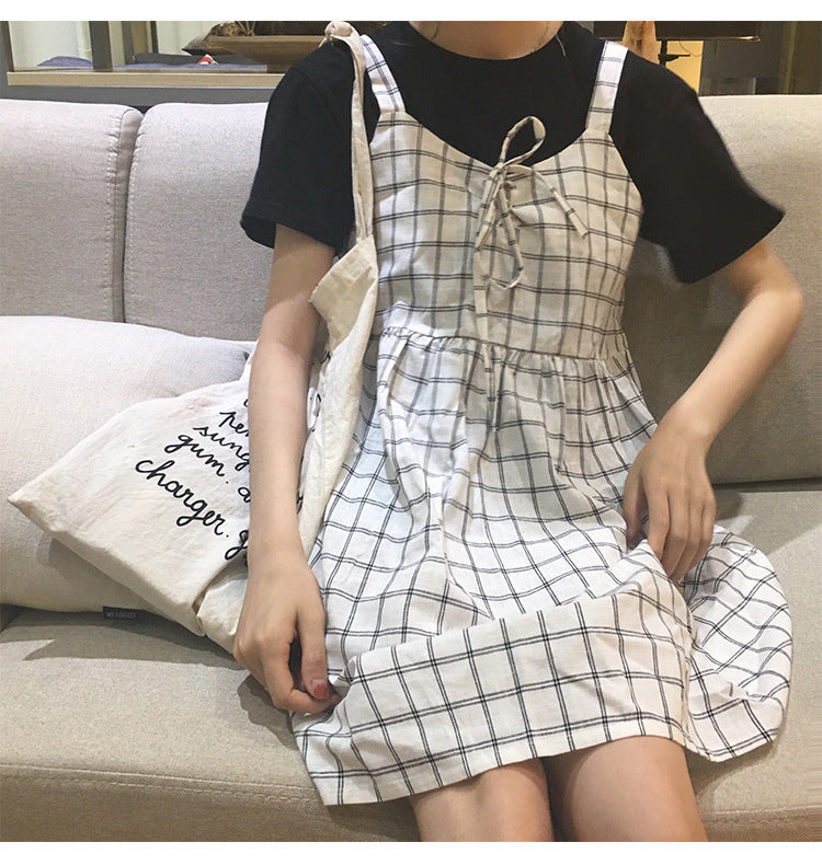 Cute Summer Preppy Loose Casual Plaid Checkered Tank Dress E-Girl Kawaii Korean Japanese Harajuku Retro Streetwear