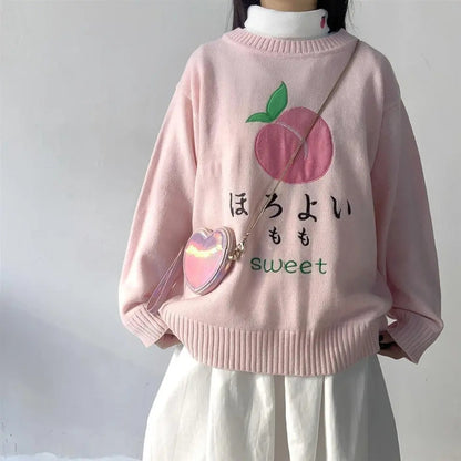 Sweet Pink Peach Embroidery Sweater