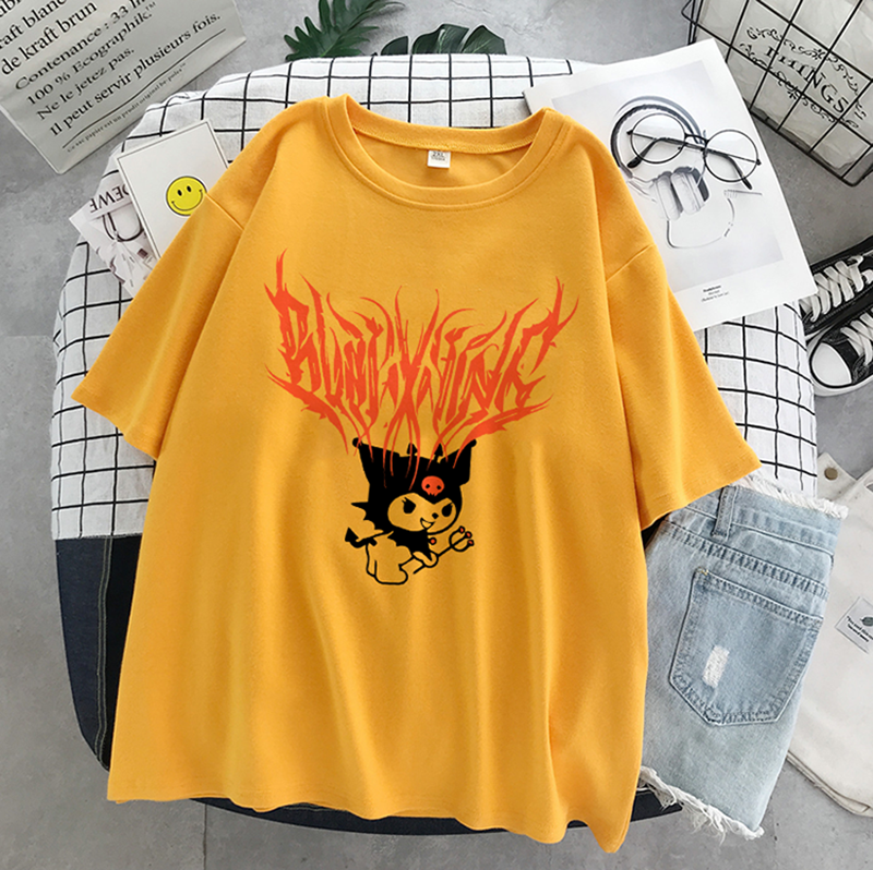 Japanese Anime Cartoon Print Loose Short Sleeve T-shirt