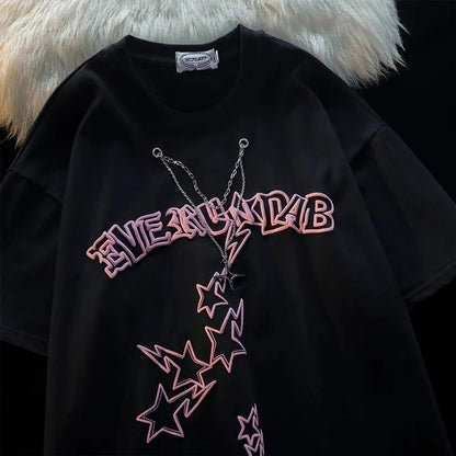 Star Print Chain Short Sleeve T-shirt