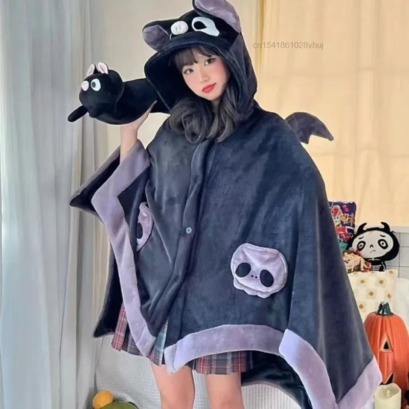 Japanese Bat Cartoon Plush Poncho