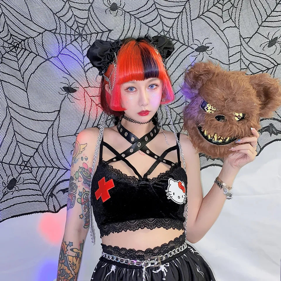Lace Up Kitty Cat Halter Top
