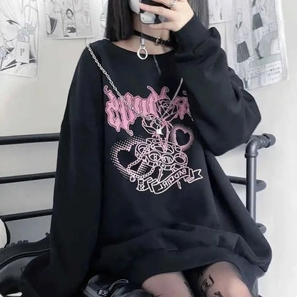 Knuckle Ring Bad Girl Print Sweater