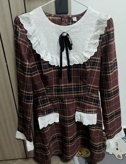 Preppy Plaid Long Sleeve Dress