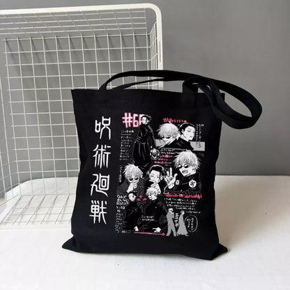 Anime Cartoon Canvas Tote Bag Shoulder Shopping Bag Vintage Aesthetic Casual Summer E-Girl Kawaii Korean Japanese Harajuku