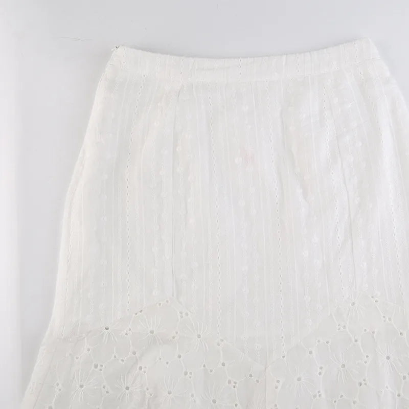 White Floral Lace Maxi Skirt