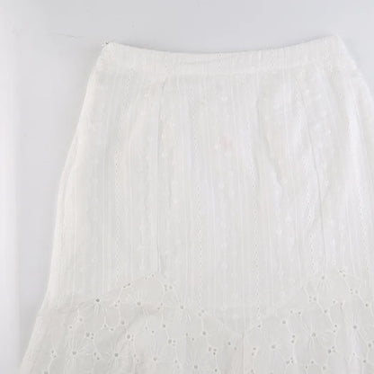 White Floral Lace Maxi Skirt
