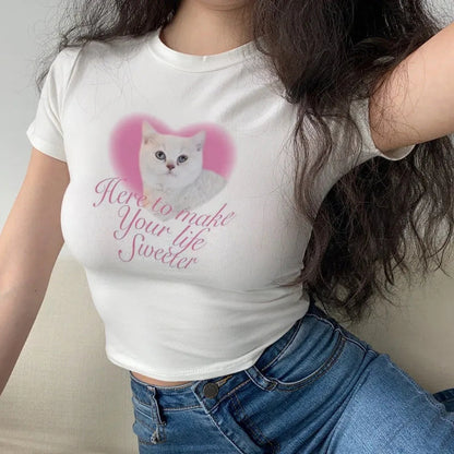 Cat Print Baby Tee