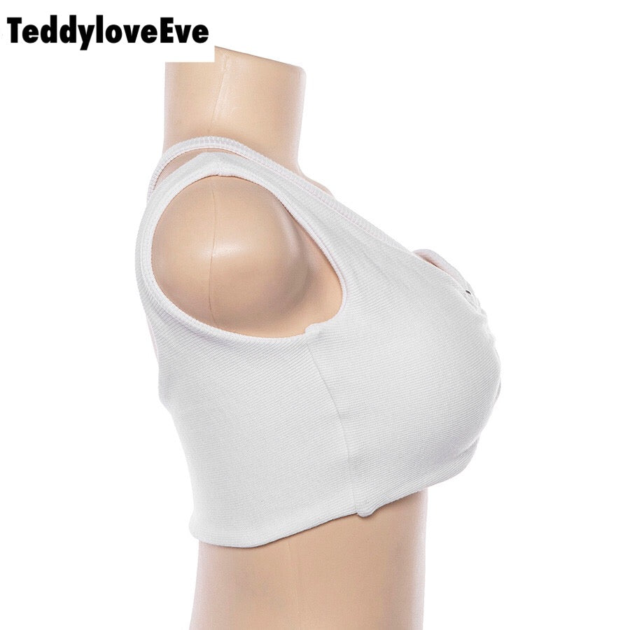 Cute Sexy Solid Color Metal Tube Strap Crop Top Camisole Shirt Tee T-shirt E-Girl Kawaii Korean Japanese Harajuku Chinese Retro Streetwear Aesthetic