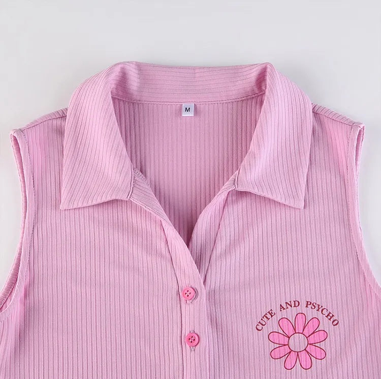 Sweet Pink Collar Ribbed Romper