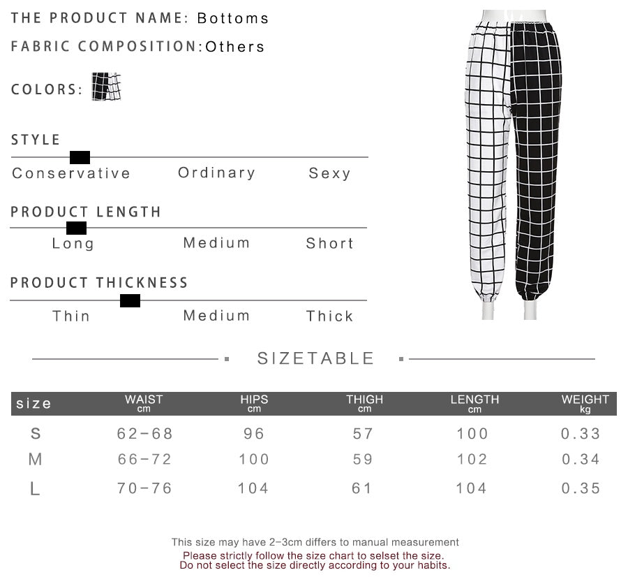 Cute Contrast Cargo Pant Loose Waist Plaid Checkered Trouser Jogger E-Girl Kawaii Korean Japanese Harajuku Chinese Retro Streetwear Aesthetic