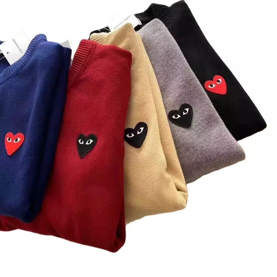 Cute Heart Embroidery Turtleneck Knit Pullover Sweater Sweatshirt Pullover Long Sleeve Shirt Casual E-Girl Kawaii Korean Japanese Harajuku Streetwear