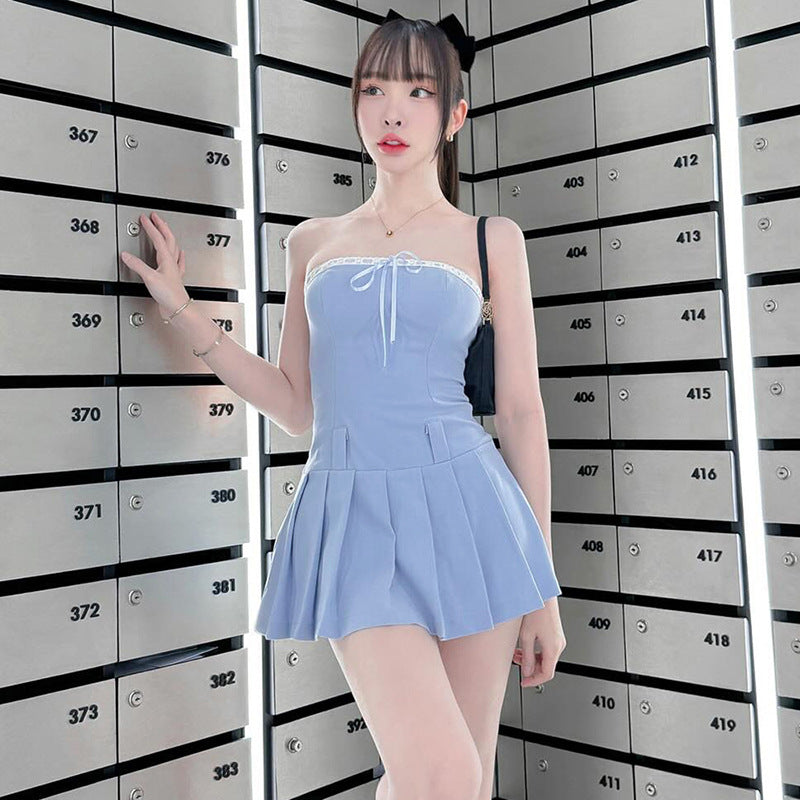 Blue Bow Preppy Dress