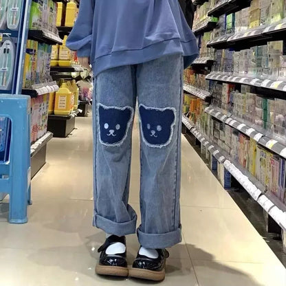 Bear Baggy High Waist Trousers