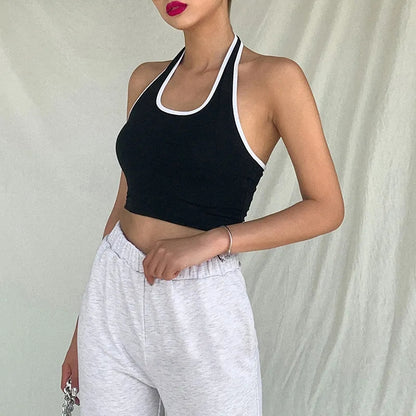 Black & White Patchwork Halter Top